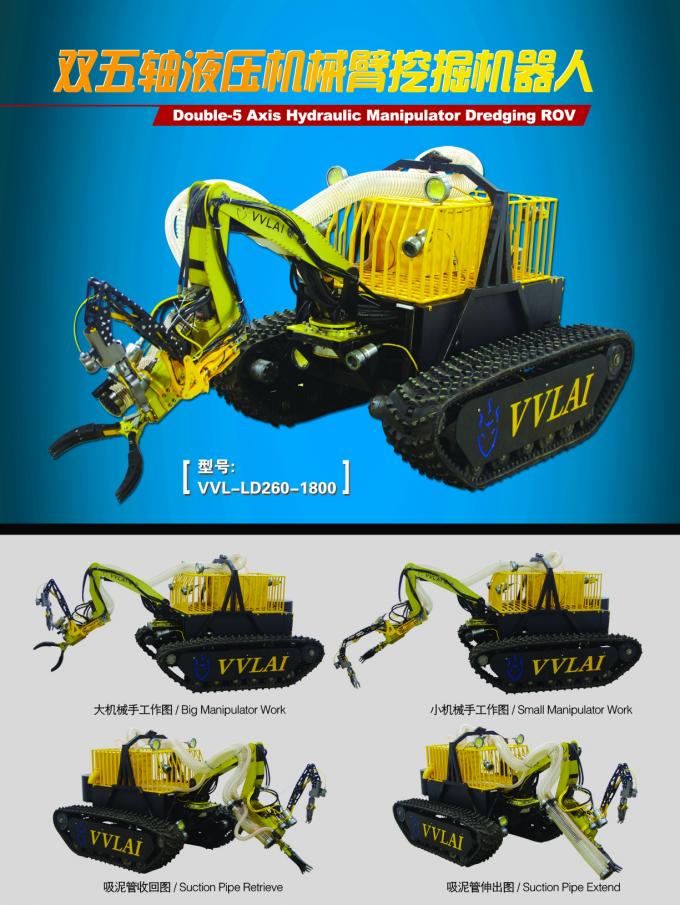 Underwater Robot,Underwater Camera,Light,Double-5 Axis Hydraulic Manipulator Dredging ROV for deep-sea excavation