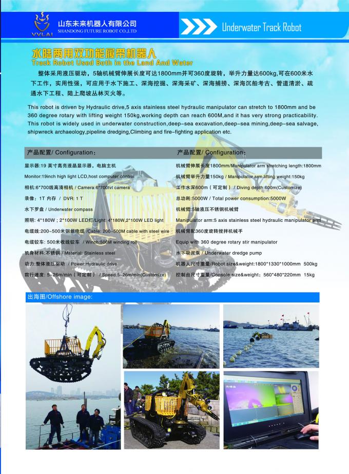 Underwater Robot,Underwater Camera,Light,Double-5 Axis Hydraulic Manipulator Dredging ROV for deep-sea excavation